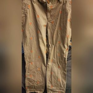 Old navy womens size 16 tan capris pants w lobsters Embroidered throughout
